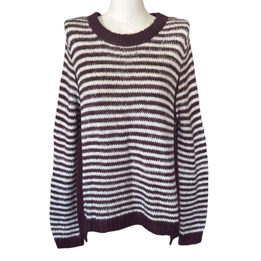 Another Story Striped Round Neck Long Sleeve Pullover Sweater Women's Sz M
